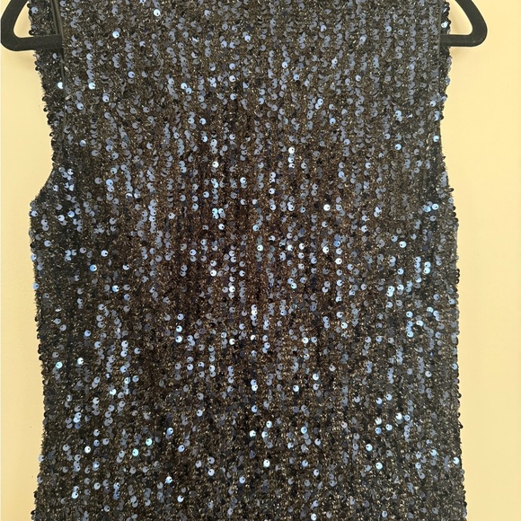 NWT | Mac Duggal 26331 Midnight Blue Cowl Back Sequined Evening Gown Size 8 - Picture 6 of 11